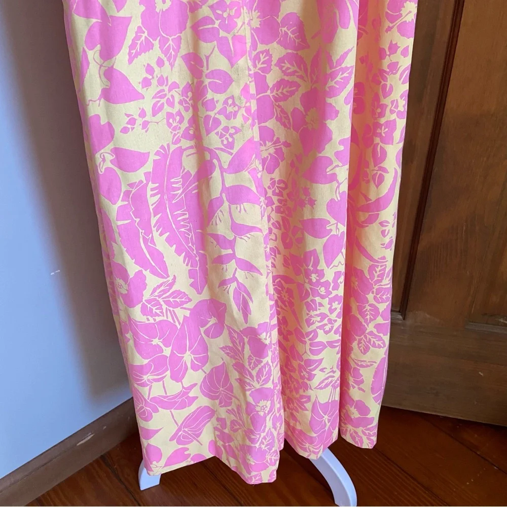 Vintage Ruth Clarage Large Floral Pink Print Mumu House Dress Boho Hand Printed - Picture 5 of 9